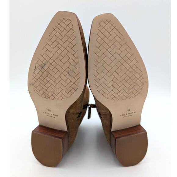 Cole Haan Naia Pointed Toe Block Heel Booties Women's Brown Size US7B - Picture 8 of 13